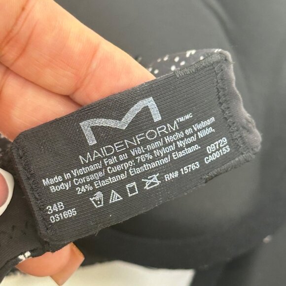 Maidenform Womens 34B Black & White Dotted Demi Coverage Push-Up Bra With Tags - Picture 3 of 11